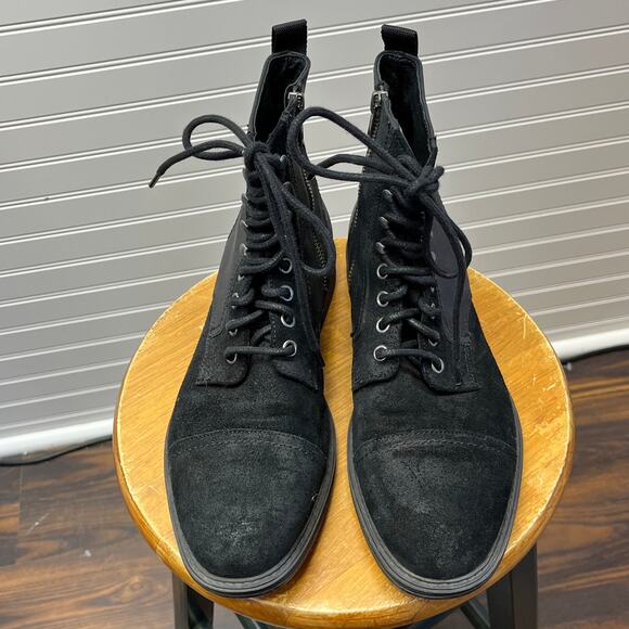 The Rail Norwood Cap Toe Suede & Leather Side Zip & Front Lace Up Boots Size 41 - Picture 2 of 12